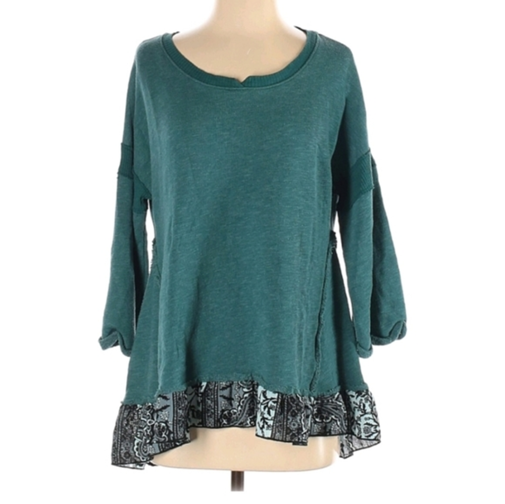 Anthropologie Top Size Small Teal Layered Tunic‎ Sloane Rouge Green Blue